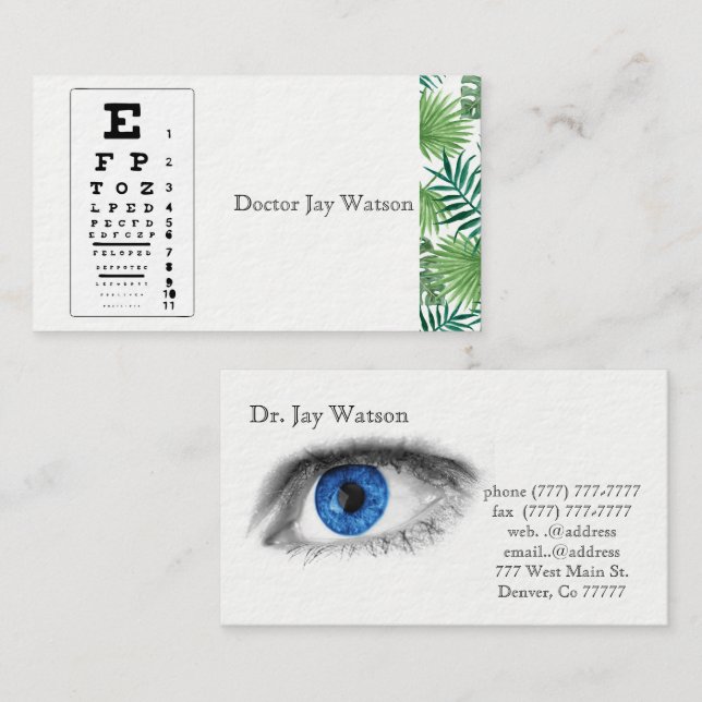 Optometrist Oftalmolog Öga Visitkort (Fram/baksida)