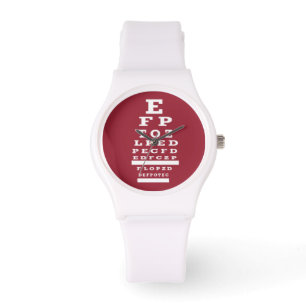 Optometrist Öga Chart Watch Red Ansikte Armbandsur