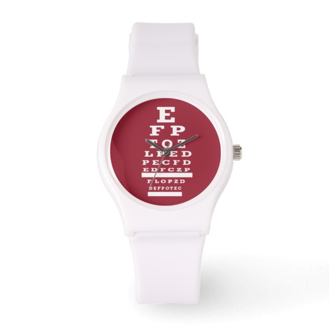 Optometrist Öga Chart Watch Red Ansikte Armbandsur (Framsida)