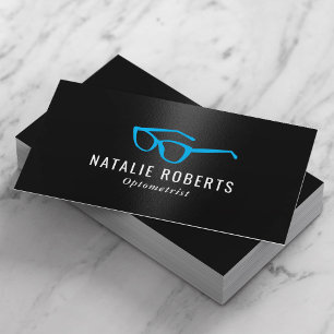 Optometrist Öga Doktor Blue Glasses Modern Black Visitkort