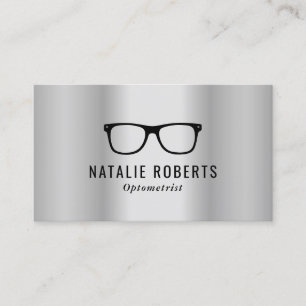 Optometrist Öga Glasses Modern Silver Metallic Visitkort