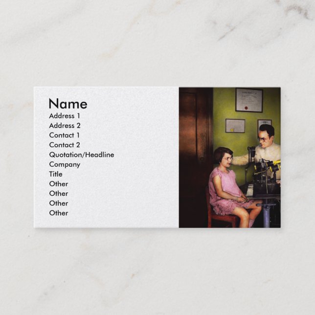 Optometrist - öga-provet 1929 visitkort (Framsida)