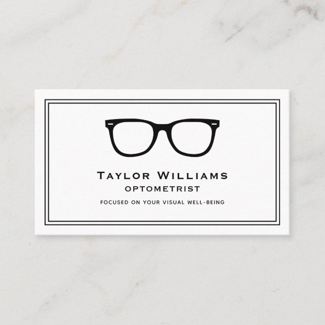 Optometrist Optiker Oftalmolog Black White Visitkort (Framsida)