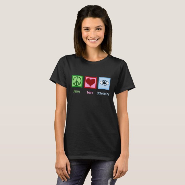 Optometrist Peace Kärlek optometry Blue Öga Doktor T-shirt (Hel framsida)