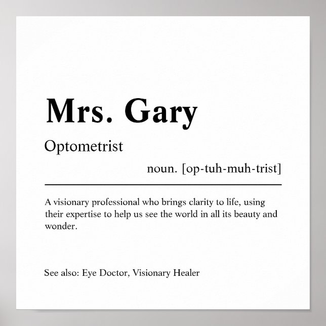 Optometrist Personlig Gift Poster (Framsidan)