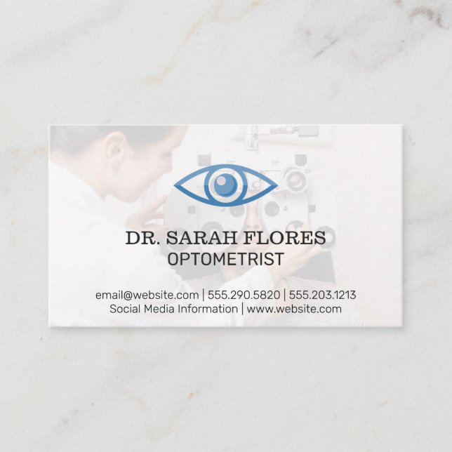 Optometrist | Phoropter | Öga Icon Visitkort (Framsida)