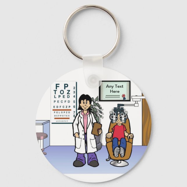Optometrist - Tecknad av honkön med PrintPerfectio Nyckelring (Framsida)