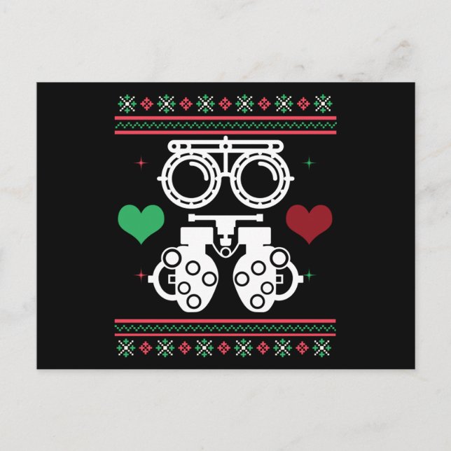 Optometrist Ugly jul Sweater Optician Julafton Vykort (Framsida)