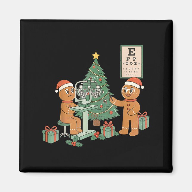 Optometry Gingerbread Christmas Optician Sight Squ Magnet (Framsidan)