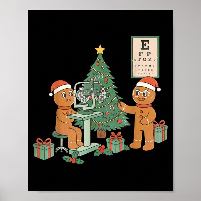 Optometry Gingerbread Christmas Optician Sight Squ Poster (Framsidan)