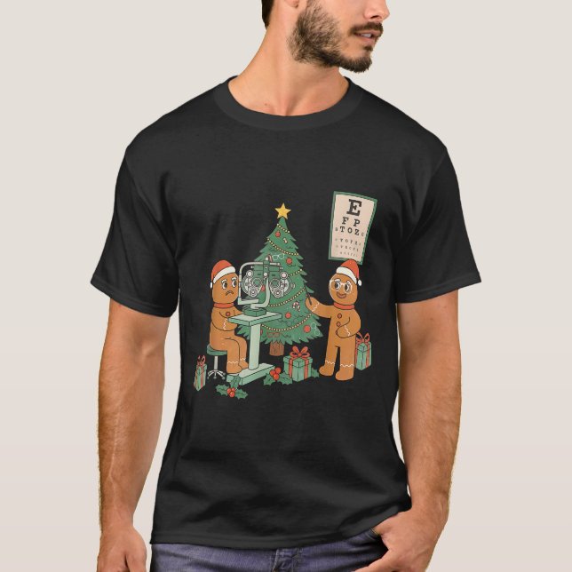 Optometry Gingerbread Christmas Optician Sight Squ T Shirt (Framsida)