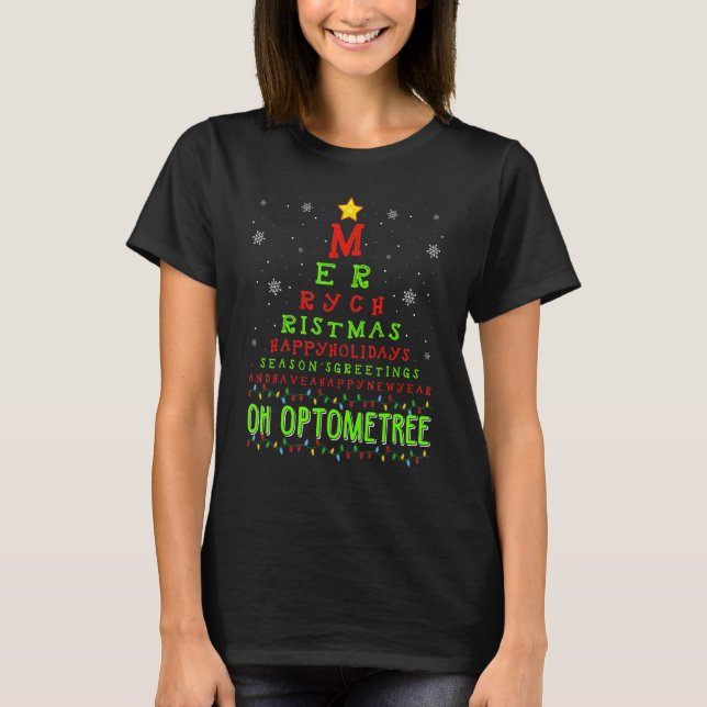 Optometry Julgran Funny Julafton Eyeglasses Öga T Shirt (Framsida)