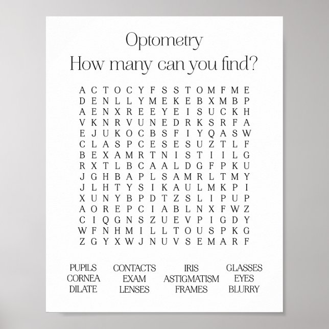 Optometry Office Thned Ord Search Poster (Framsidan)