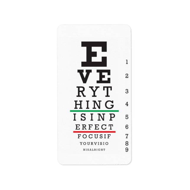Optometry Öga Chart Illustration Adressetikett (Framsidan)