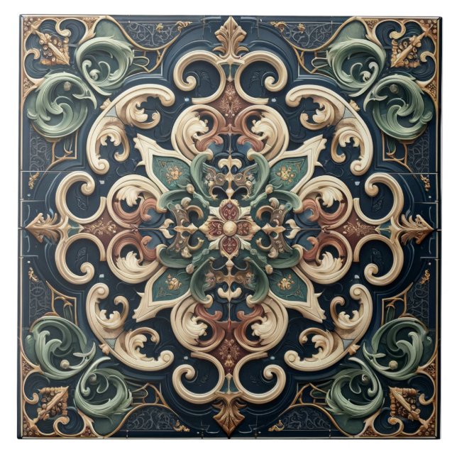 Opulativ, traditionell maximalistisk panel kakelplatta (Framsidan)