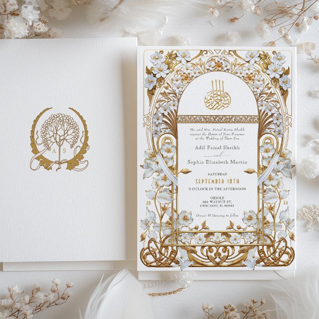 Opulent Art nouveau-Inspired Islamic Bröllop Inbjudningar (Skapare uppladdad)
