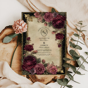 Opulent Baroque Garden i Rik Burgundy Inbjudningar