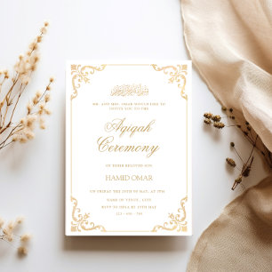 Opulent Baroque Ram Pojke Aqiqah Ceremony Inbjudningar