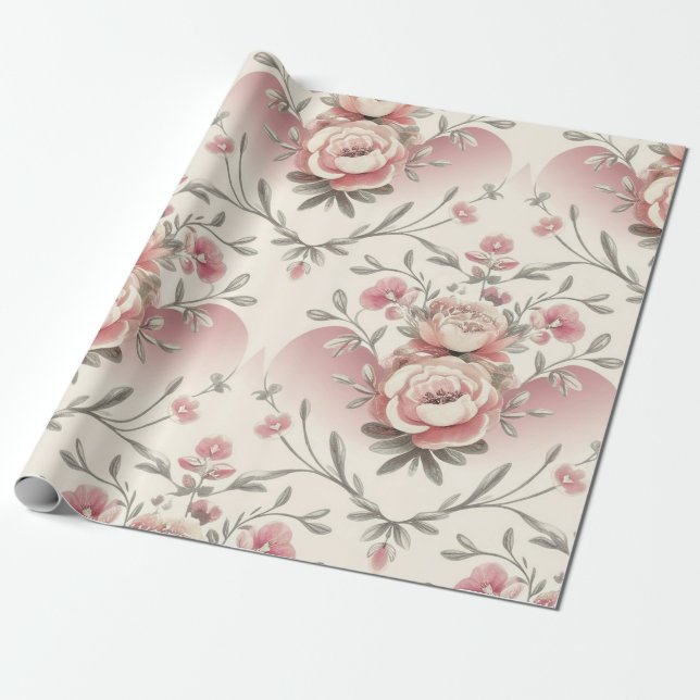 Opulent Blommigt Elegance Presentpapper (Utrullad)