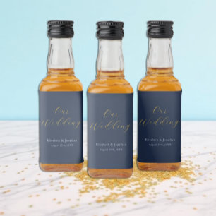 Opulent Blue Bröllop Spritflaskor Etikett