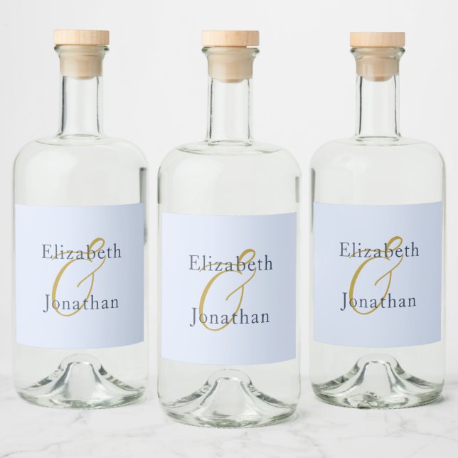 Opulent Blue Bröllop Spritflaskor Etikett (Flaskor)