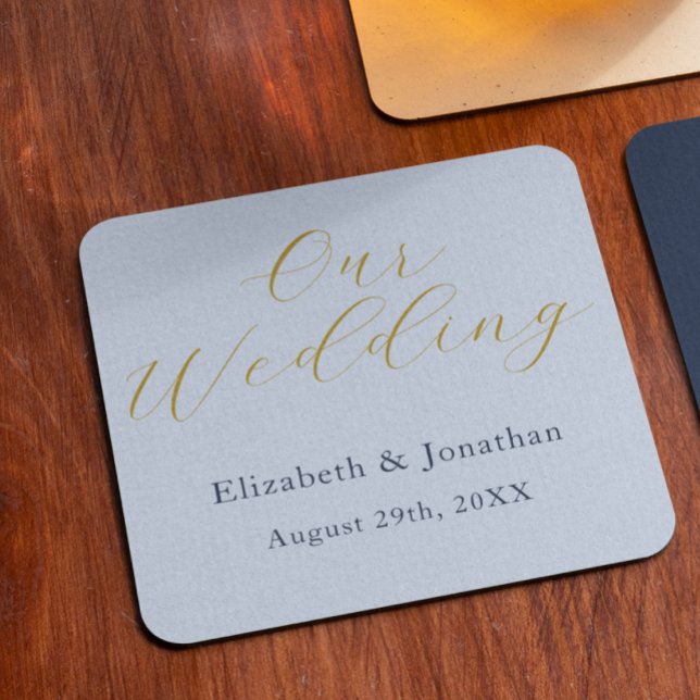 Opulent Blue Bröllop Underlägg Papper Kvadrat (Skapare uppladdad)