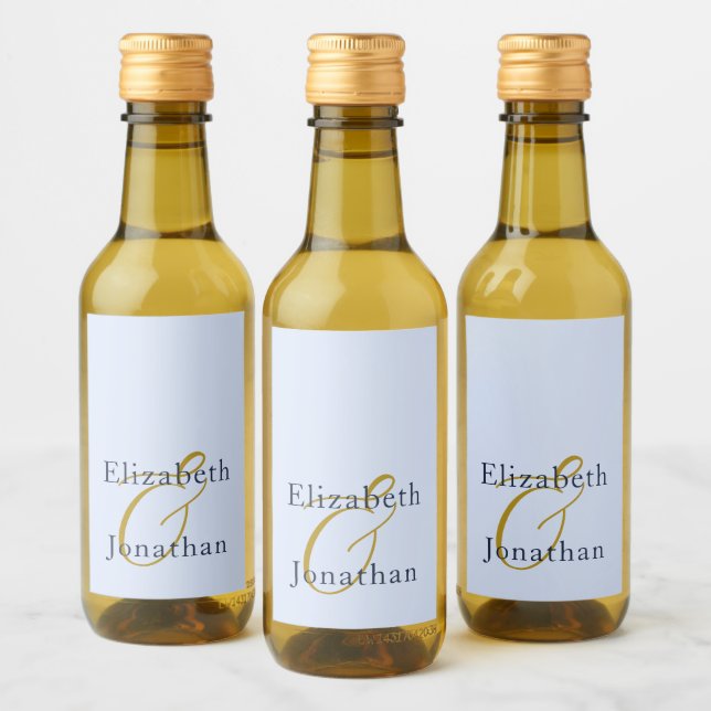 Opulent Blue Bröllop Vinetikett (Flaskor)