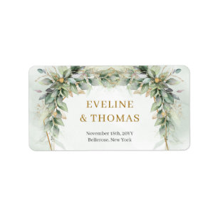 Opulent chic greenery foliage guld ram bröllop adressetikett