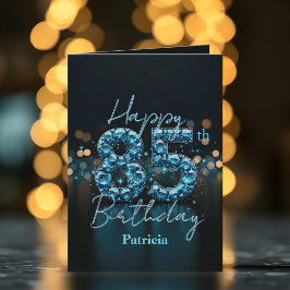 Opulent Chic Sapphire Blue and Black 85 Birthday Kort