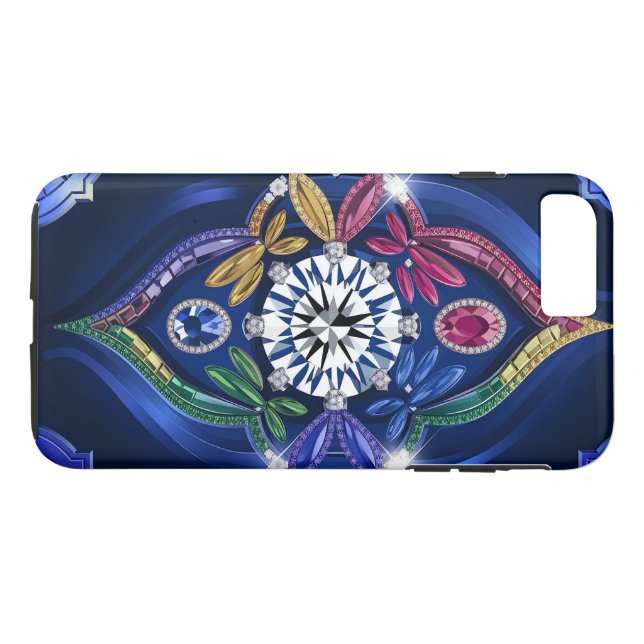 Opulent Elegance: Diamond & Gemstone Engraved Case-Mate iPhone Skal (Baksida (horisontal))