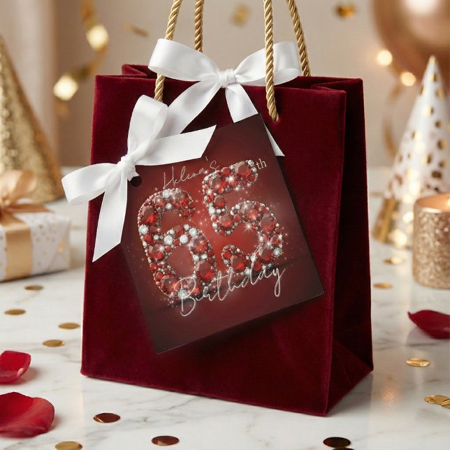 Opulent Elegant Ruby Red Gemstones 65th Birthday Gåvor Etiketter (Skapare uppladdad)