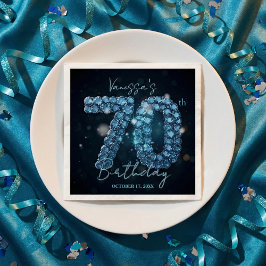 Opulent Elegant Teal Blue Diamonds 70th Birthday Pappersservett