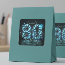 Opulent Elegant Teal Blue Diamonds 80th Birthday