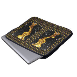 Opulent Galaxy Stream Liquid Gold Black Monochrome Laptop Fodral