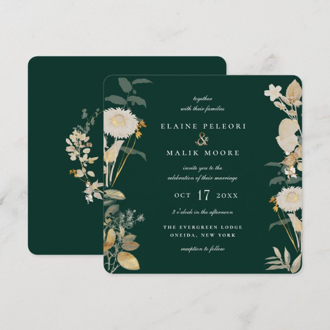 Opulent Gilded Garden Wedding Inbjudningar (Fram/baksida)