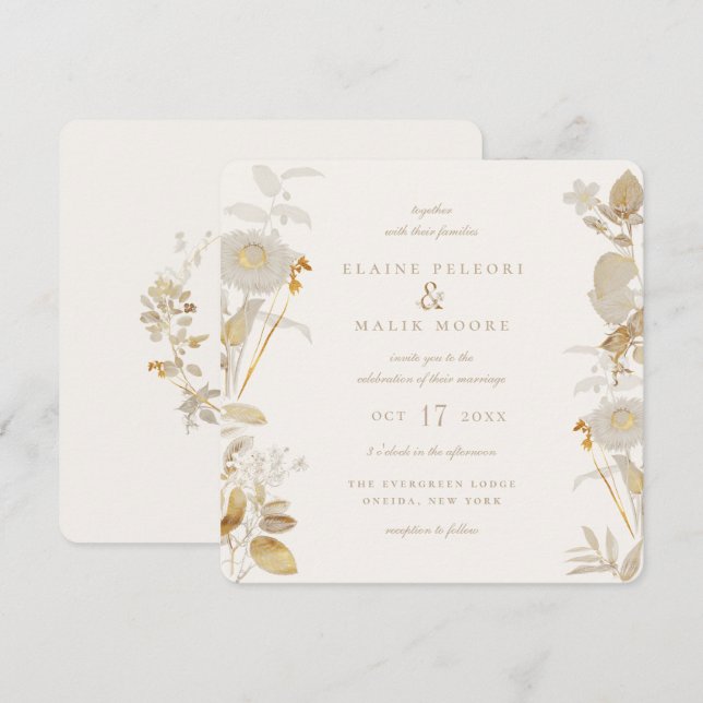 Opulent Gilded Garden Wedding Inbjudningar (Fram/baksida)