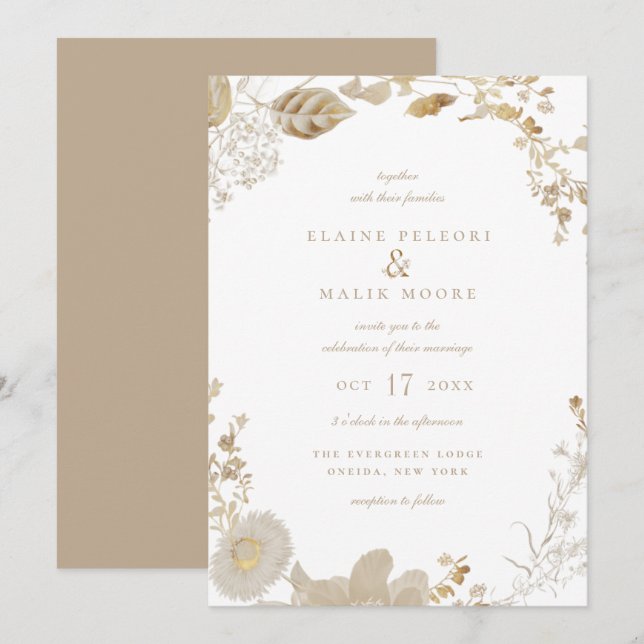 Opulent Gilded Garden Wedding Inbjudningar (Fram/baksida)