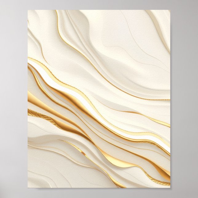 "Opulent Gold and Cream Marble Swirls" Poster (Framsidan)