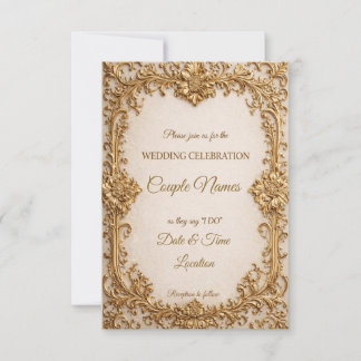 Opulent Gold Scrollwork Wedding Invitations Inbjudningar