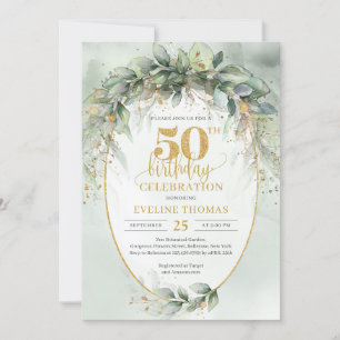 Opulent grönt eucalyptus boho 50- årsdag inbjudningar