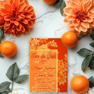 Opulent Mandarin Orange Blommigt Spara Datumet