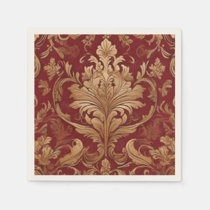 Opulent Red och Guld Damask Pappersservett