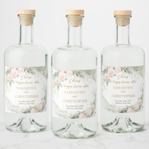 Opulent ro eukalyptus och guld bröllop spritflaskor etikett