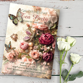 Opulent Rococo Butterfly Garden Galentine Florals Inbjudningar