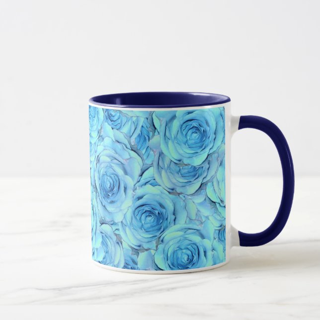 Opulent rose design in  turquoise                  mugg (Höger)