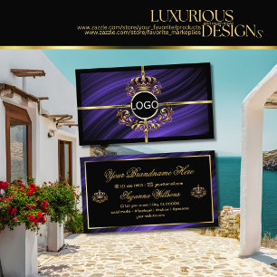 Opulent Royal Blue Guld Krona med Logotyp Sumptuou Visitkort