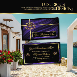 Opulent Royal Blue Guld Krona Sumptuous och Noble Visitkort