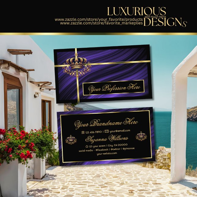 Opulent Royal Blue Guld Krona Sumptuous och Noble Visitkort (Skapare uppladdad)