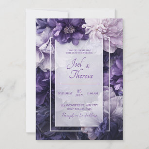Opulent Royal Purple Violet Peony Floral Wedding Inbjudningar