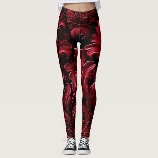 Opulent Struktur Red Velvet Luxurious Glitter Leggings